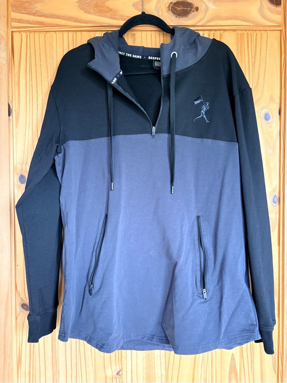Two-Tone Black & Charcoal Quarter-Zip Baseballism Hoodie